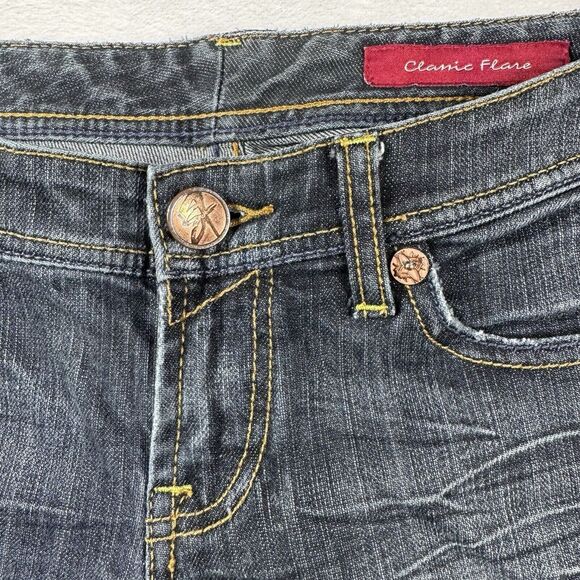 7 For All Mankind Classic Flare Jeans SZ 28 Denim Pants Ladies Dark Wash Stretch - Picture 6 of 14